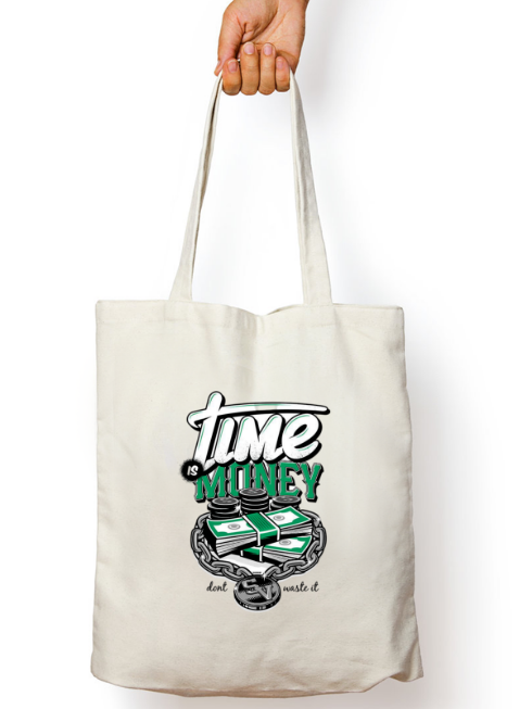 "Time is Money" Motivational tote bag with zipper